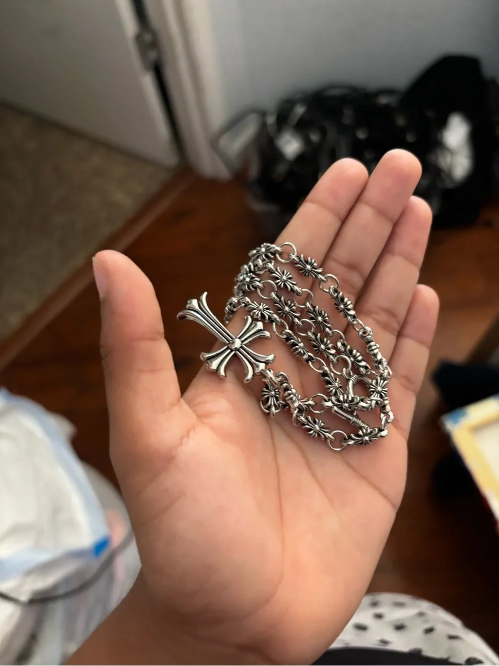 Chrome Hearts Silver Cross Pendant Necklace with Link Chain. CAN NEGOTIATE PRICE